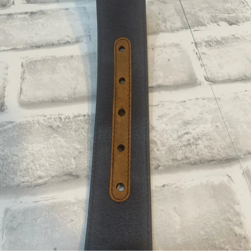 Ariat Two-Tone Tan and Brown Western Leather Belt with Ornate Silver Buckle. 38.